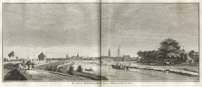 135836 Gezicht op de rivier de Eem met links een aarden schans met een stenen wachthuis bij Keulhorst, rechts de ...